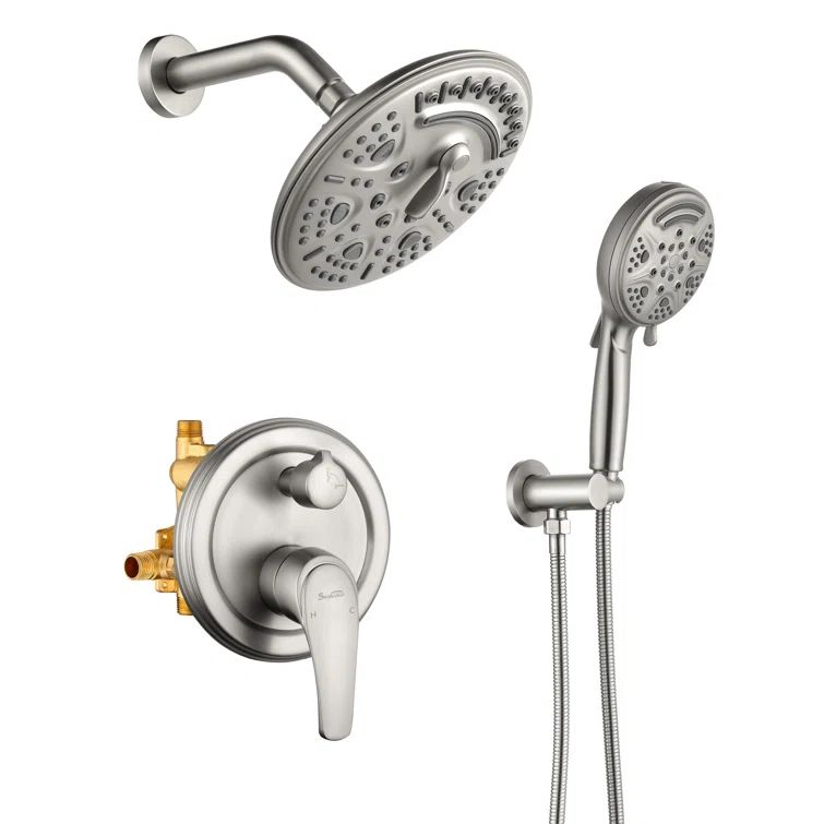 Brushed Nickel Wall Mounted Shower System with Handheld