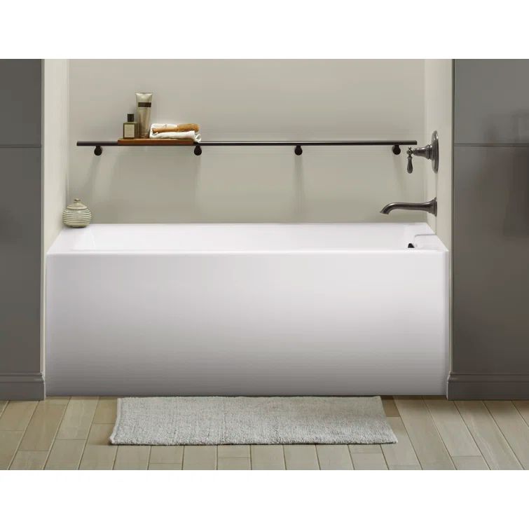 White Acrylic 60" x 32" Rectangular Alcove Soaking Bathtub
