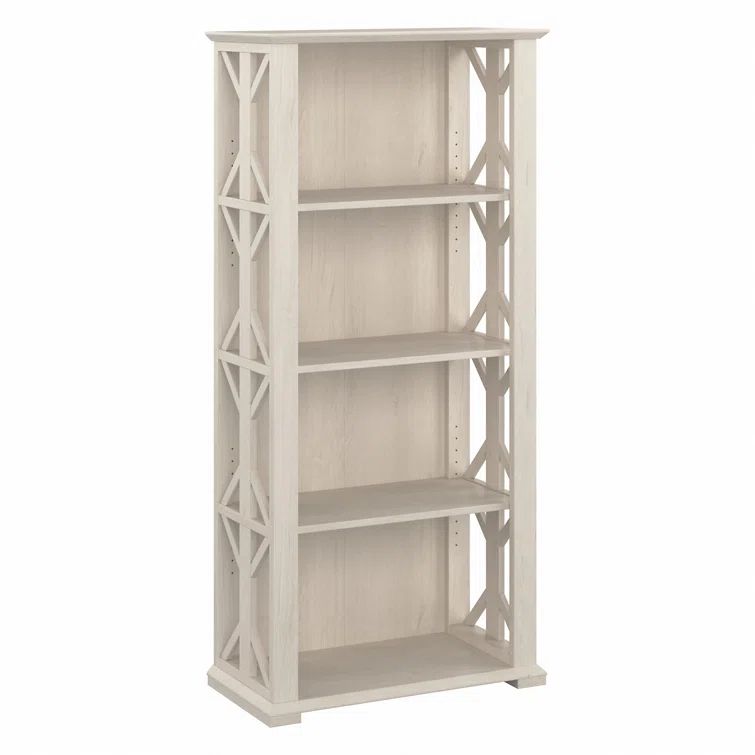 Adjustable Linen White Oak 66" Farmhouse Bookcase