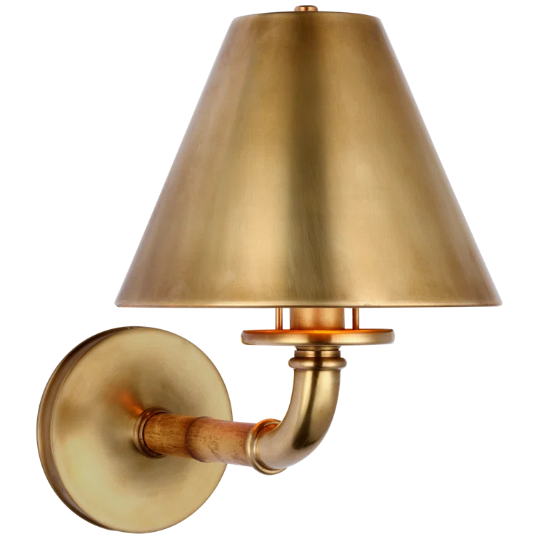 Dalfern Natural Brass & Bamboo LED Sconce with Dimmable Light