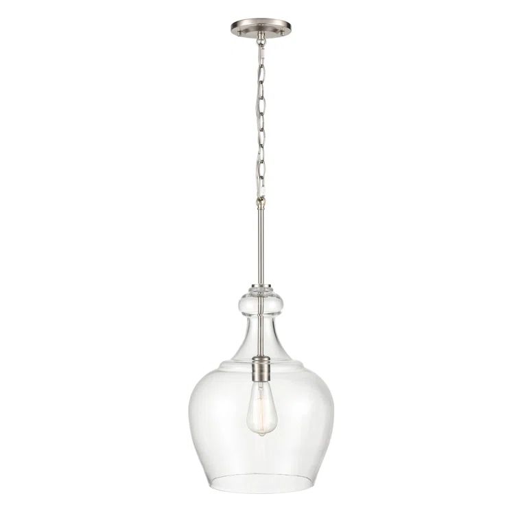 Brushed Nickel Glass Jar Pendant Light
