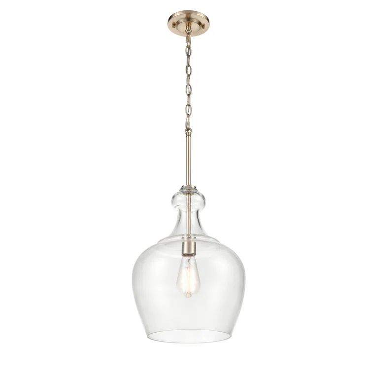 Modern Gold Glass Pendant Light with Clear Shade