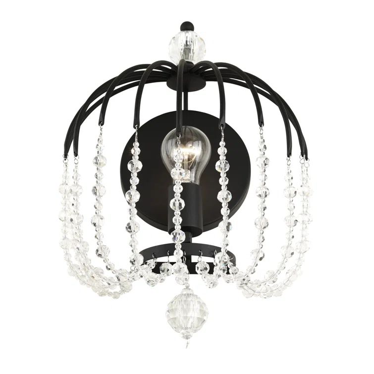 Elegant Black and Gold Crystal Crush Dimmable Wall Sconce