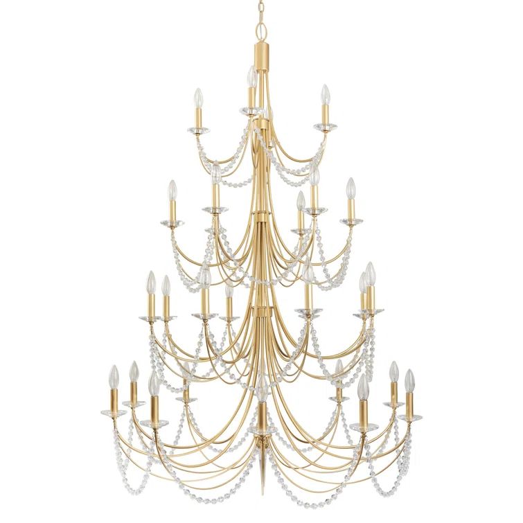 Brentwood Elegance 28-Light Crystal Candle Chandelier in White