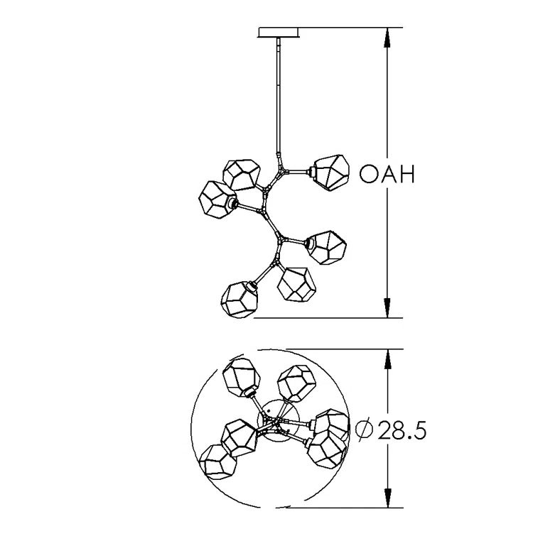 Bronze Drum 30" Modern Vine Chandelier