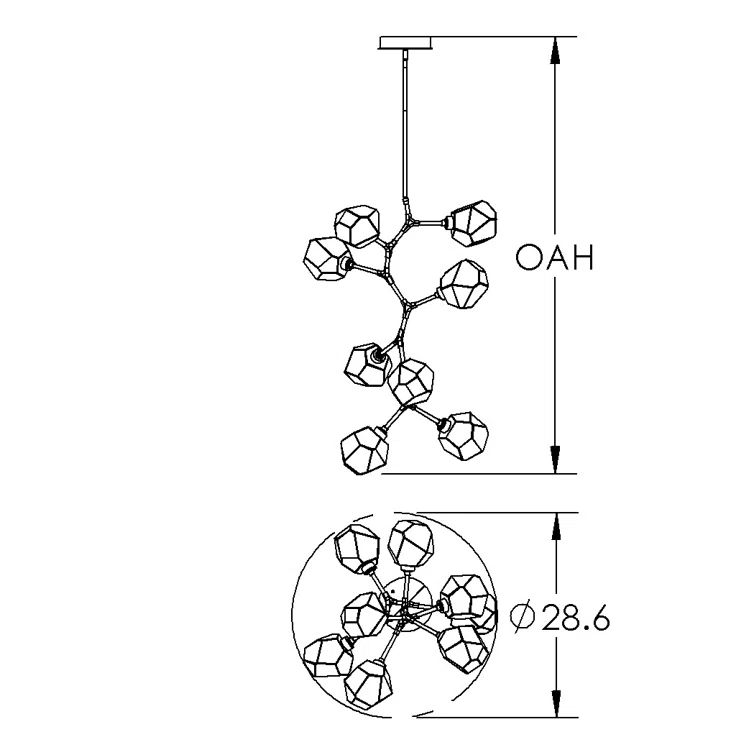 Gem Modern Vine 50" Bronze Drum Chandelier with LED-Lit Glass Shades