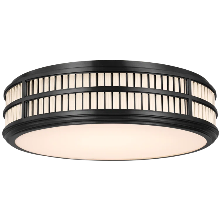 Perren 24" Polished Nickel and Glass LED Drum Flush Mount