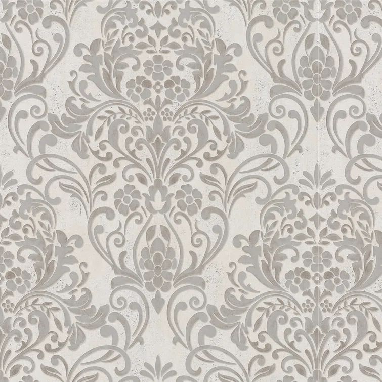 Anders Grey Damask Non-Woven Washable Wallpaper