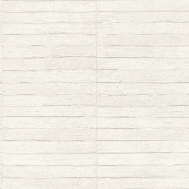 Ivory Leather Horizontal Stripe Non-Woven Wallpaper