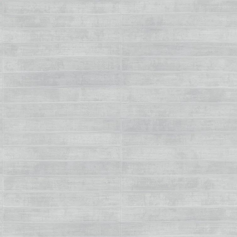 Dermot Silver Horizontal Stripe Leather Wallpaper