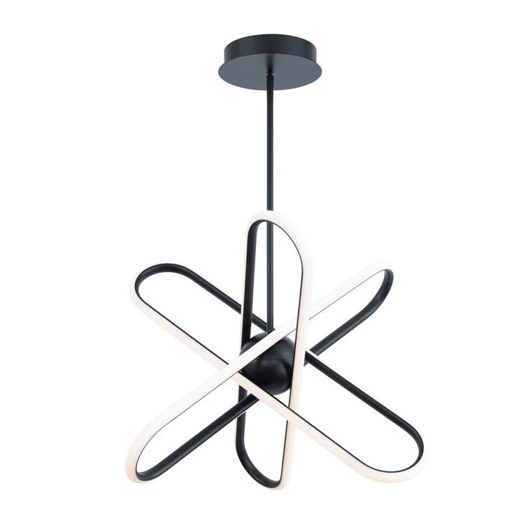 Valerius 24" Black and White LED Geometric Chandelier