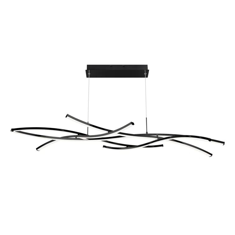 Sleek Black Divergence 9-Light LED Modern Linear Chandelier