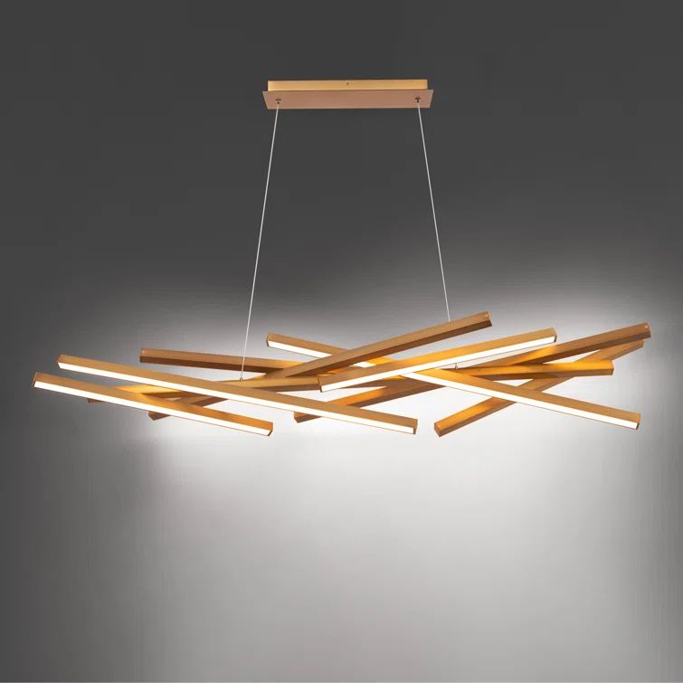 Aged Brass 55" LED Linear Pendant with White Polycarbonate Shade
