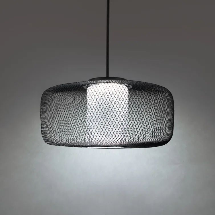 Black Crystal LED Indoor/Outdoor Drum Pendant Light