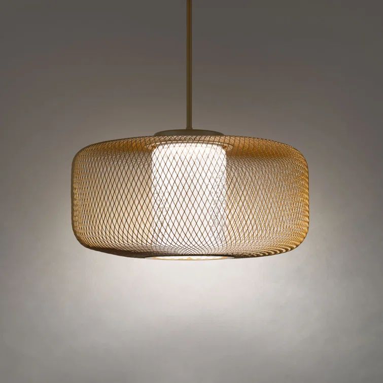Gold Lace Optic Crystal Drum LED Pendant for Indoor/Outdoor Use