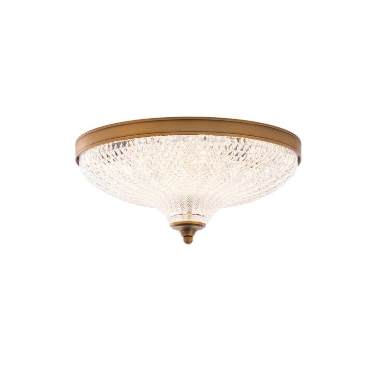 Aged Brass Optic Crystal LED Flush Mount 12"
