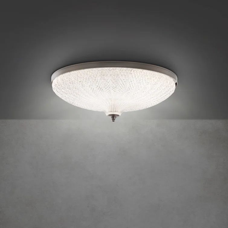 Antique Nickel Optic Crystal LED Flush Mount Light