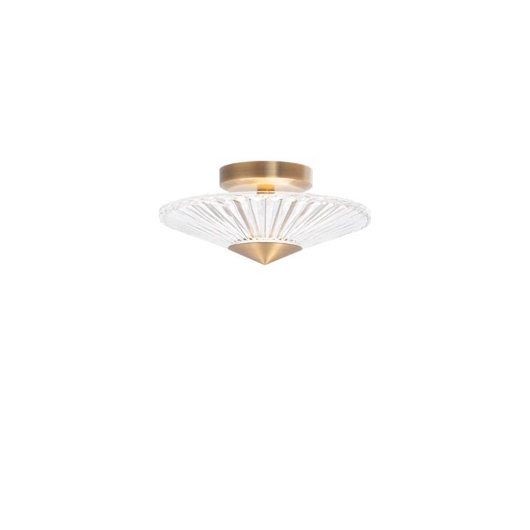Aged Brass Crystal LED Indoor/Outdoor Flush Mount Light