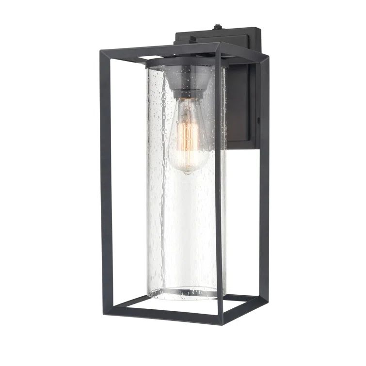Black Powder Coat Outdoor Wall Lantern with Clear Glass