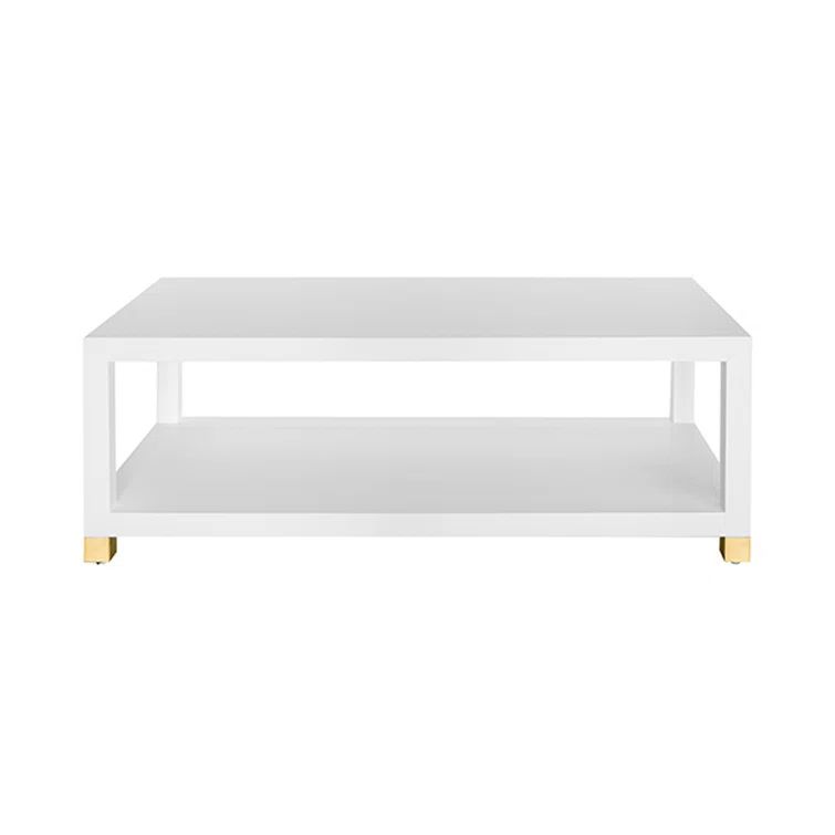 Contemporary Matte White 50" Rectangular Wood and Metal Coffee Table