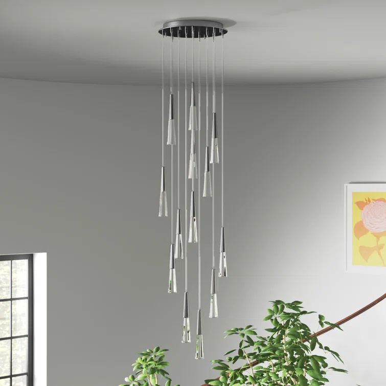 Encino Crystal Black LED 13-Light Tiered Chandelier