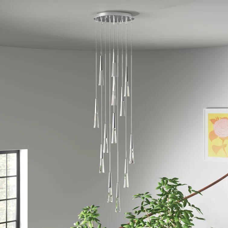 Avalon Crystal Cascade LED Chandelier in Polished Chrome