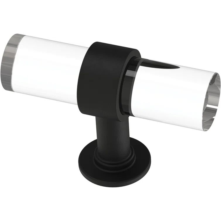 Matte Black and Clear Acrylic T-Handle Cabinet Knobs with Zinc Mounting Hardware