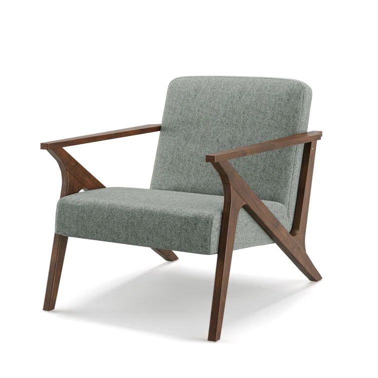 Grove Mid-Century Modern Gray Wood Frame Upholstered Accent Chair