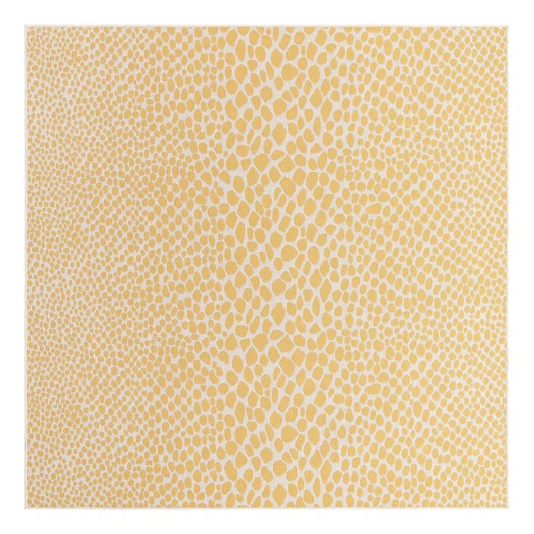 Jill Zarin Yellow Ivory Square Outdoor Synthetic Rug