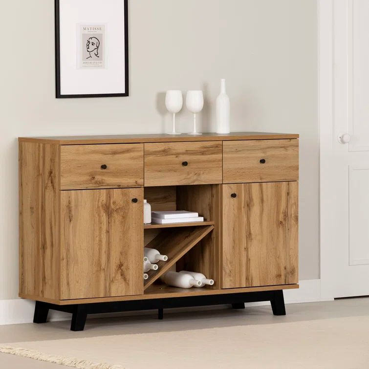 Contemporary Nordik Oak Buffet with Wine and Liquor Storage