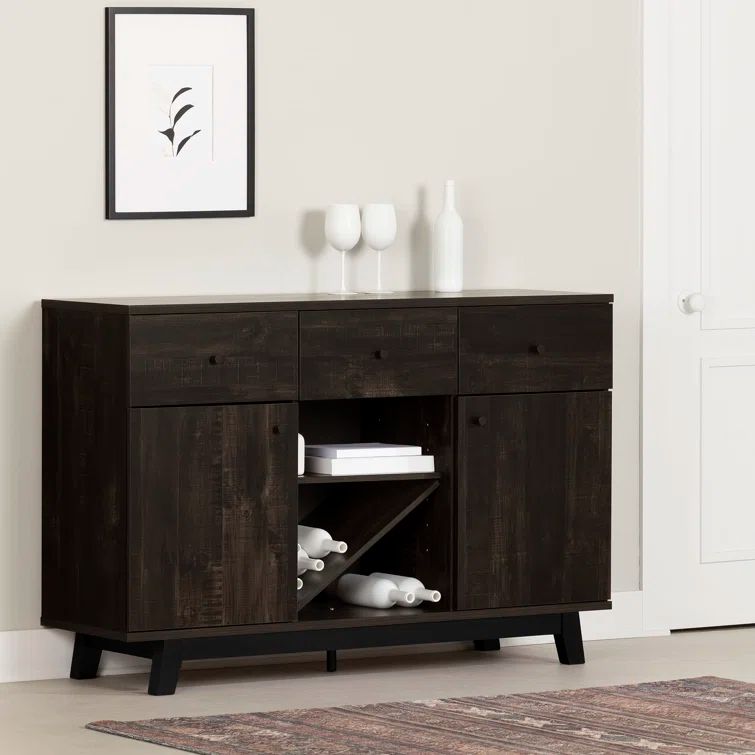 Bellami Black Wood Buffet with Wine Storage