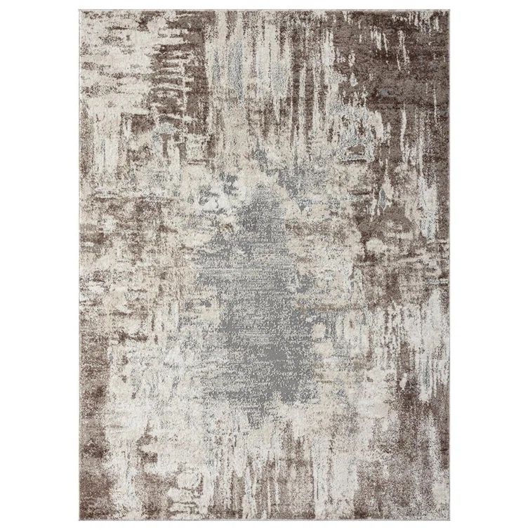 8' x 10' Brown Abstract Synthetic Area Rug