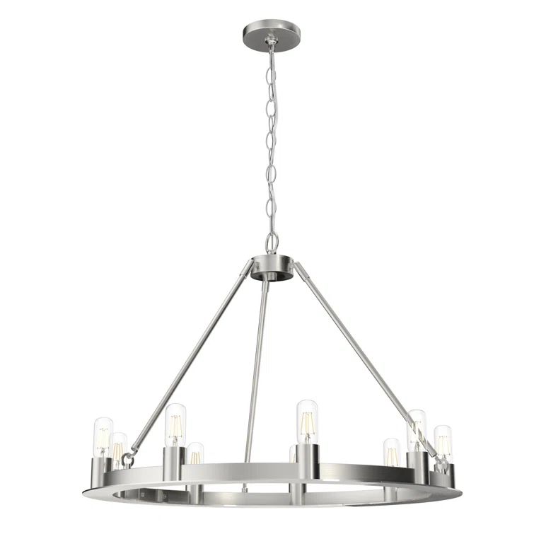 Brushed Nickel 30-Inch 9-Light Drum Chandelier