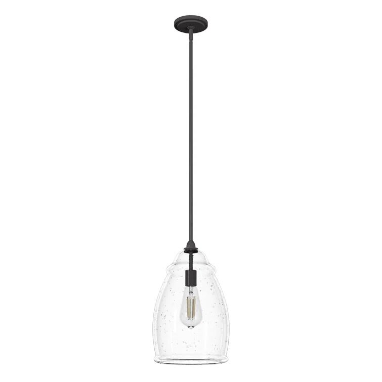 Medium Noble Bronze Pendant with Seeded Glass Shade
