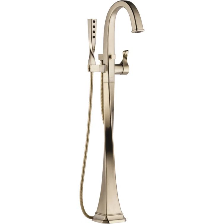 Polished Nickel Brass Single-Handle Freestanding Tub Filler