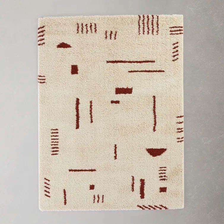 Kids' Geometric Shag Rust & White 5'3" x 7' Area Rug