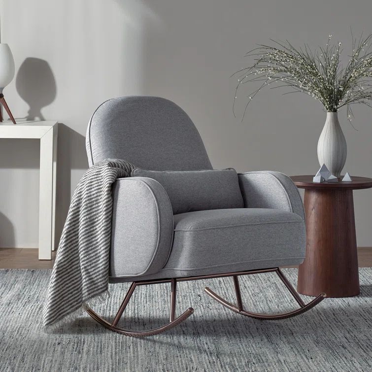 Compass 36" Rose Gold and Grey Eco-Weave Rocker with Lumbar Pillow