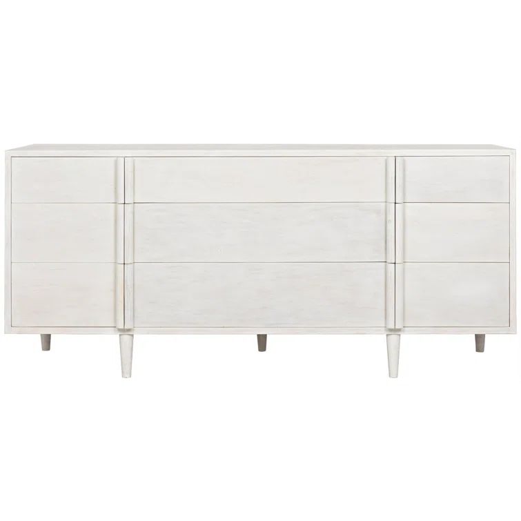 Morten Bold White Wash Hand-Carved Mahogany 9-Drawer Dresser