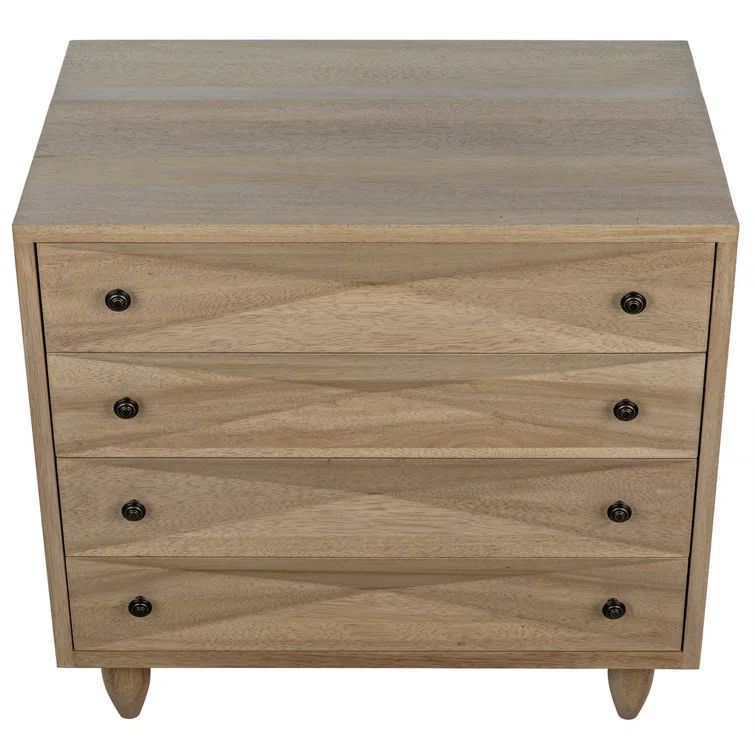 Noir Diamond Mid-Century Washed Walnut Double Dresser