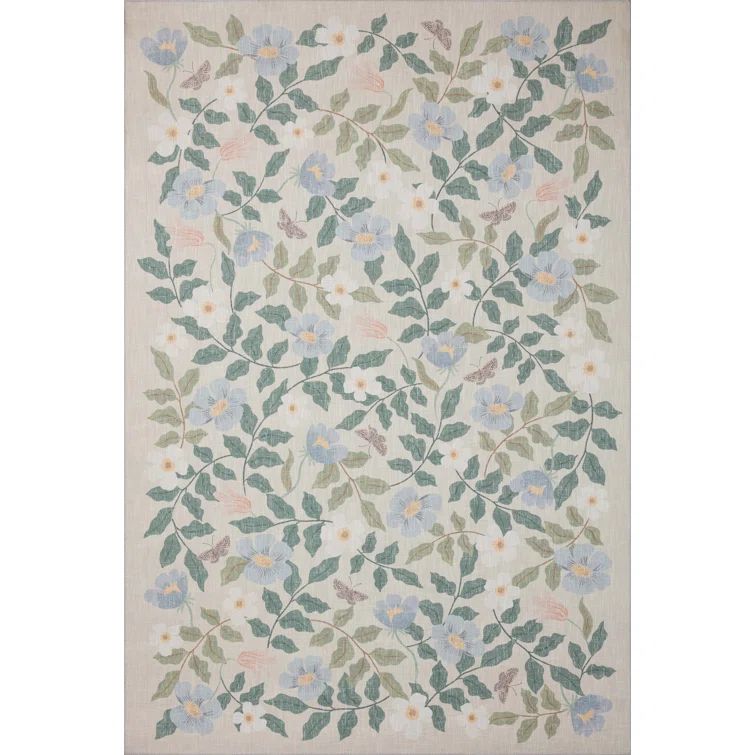 Sand Floral Synthetic 5' x 7' Area Rug