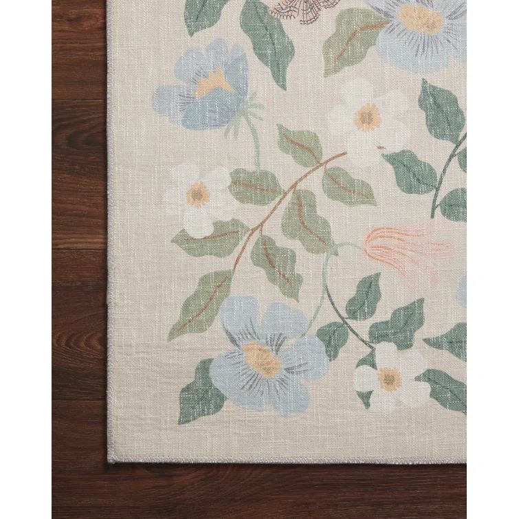 Sand Floral Rectangular Synthetic Runner Rug 2'-6" x 7'-6"