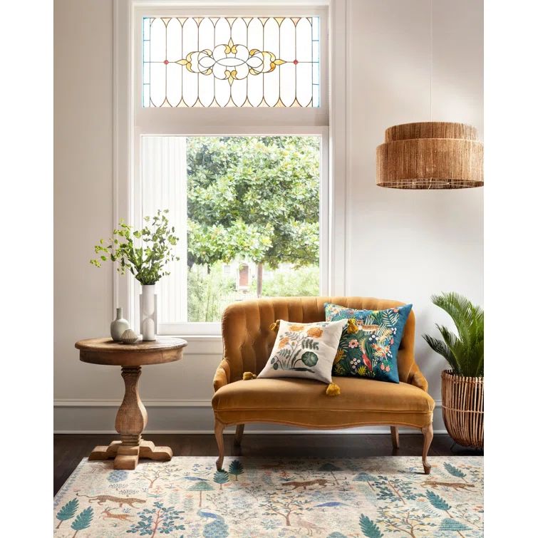 Enchanted Forest Cream Floral Synthetic Runner Rug 2'6" x 7'6"