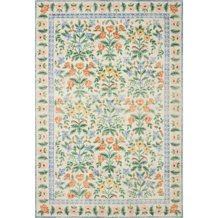 Eden Cream Floral Elegance 5' x 7'6" Machine-Woven Wool Blend Rug
