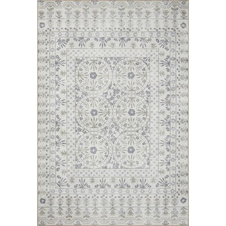 Rosette Ivory Rectangular 7'6" x 9'6" Easy Care Wool-Blend Rug