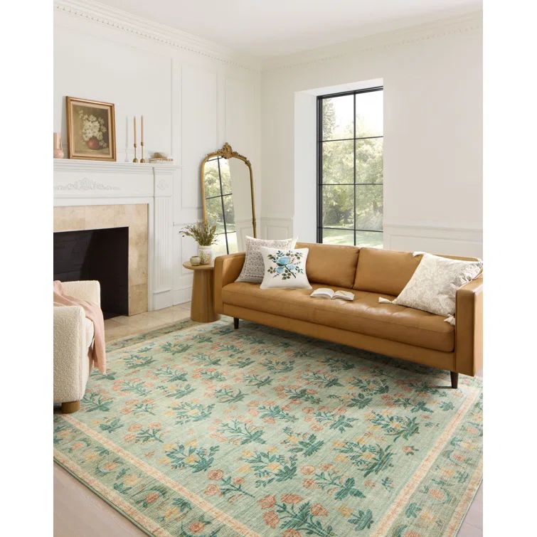 Eden Mughal Rose Moss Floral Runner Rug 2'-6" x 11'-6"