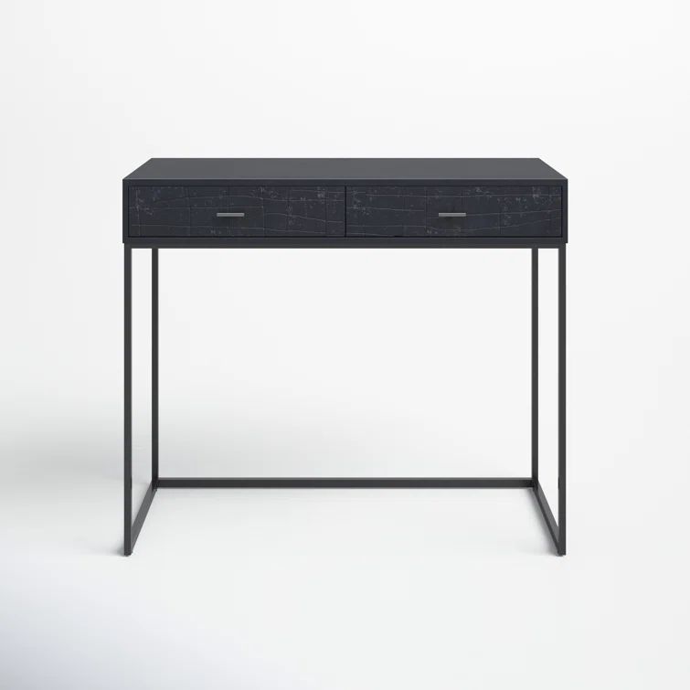 Mugello Solid Acacia Wood Desk with Textured Drawers in Black