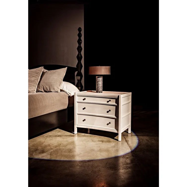Hampton White Washed Mahogany 3-Drawer Side Table