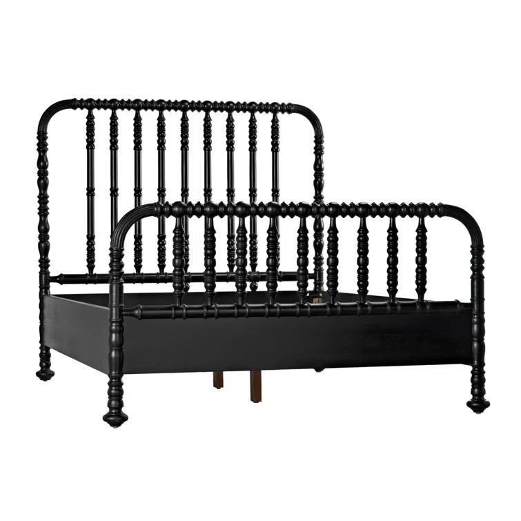 Hand Rubbed Black Queen Mahogany Spindle Bed