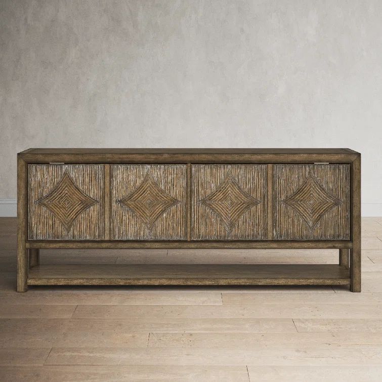 Anders Coastal Wood Reeded 80'' Media Console with Diamond Motifs