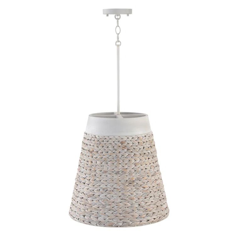 Tallulah 4-Light Hand-Woven Drum Pendant in Chalk Wash